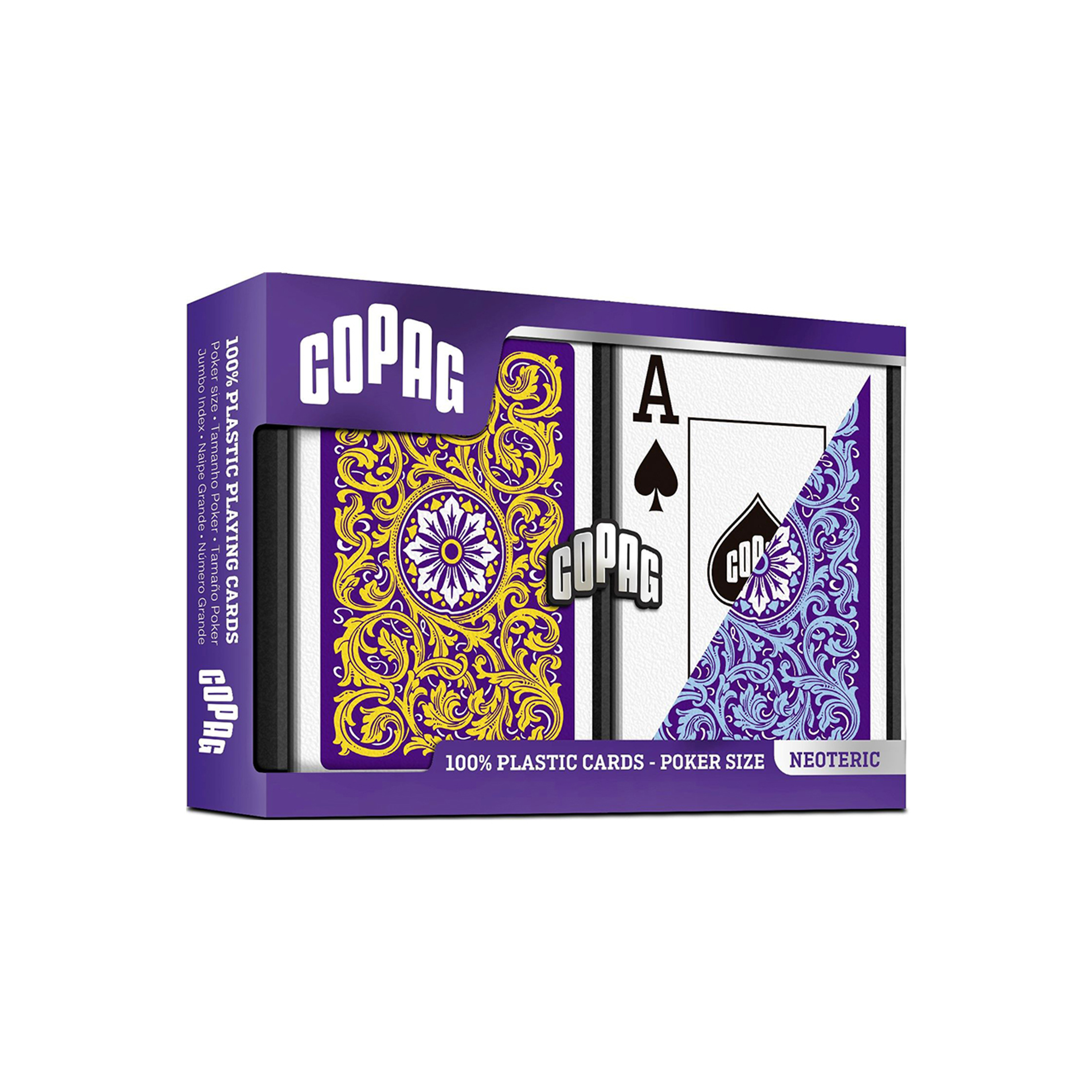 Neoteric Violet/Yellow/Blue Standard Size. Jumbo Index. 100% Plastic Playing Cards - Double Deck Set