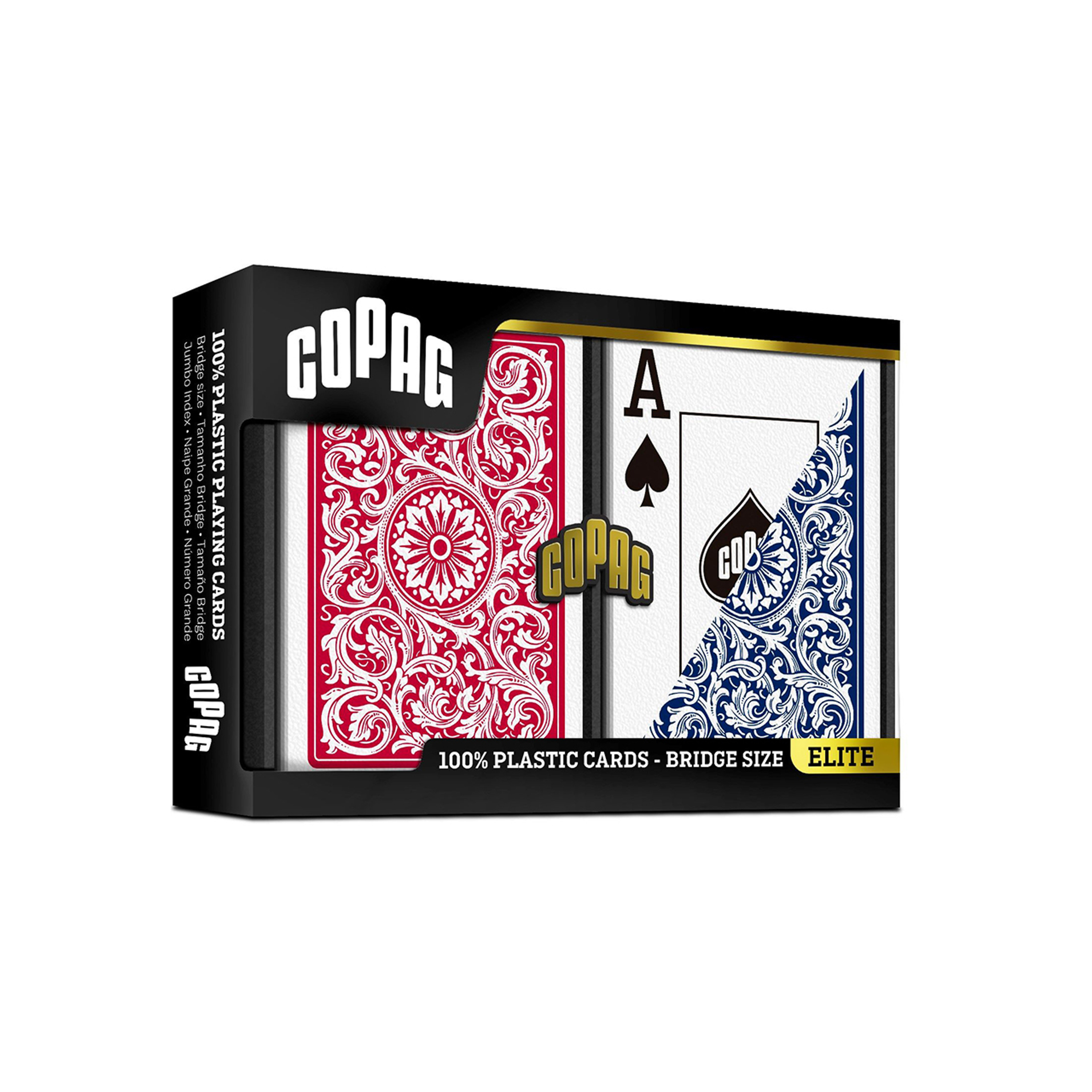 1546 Red and Blue Narrow Size. Jumbo Index. 100% Plastic Playing Cards - Double Deck Set