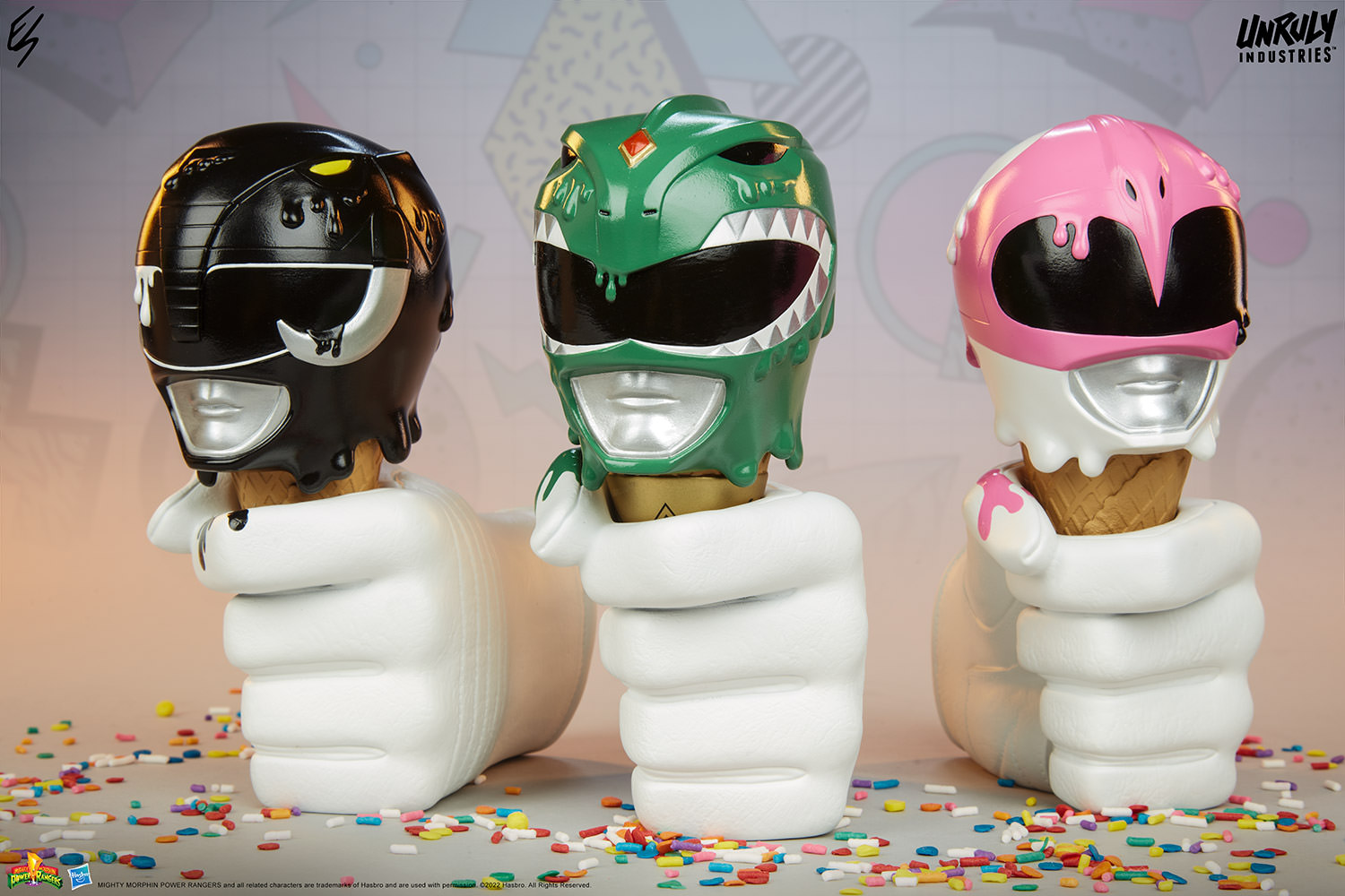 Green. Black and Pink Power Rangers Scoops Set