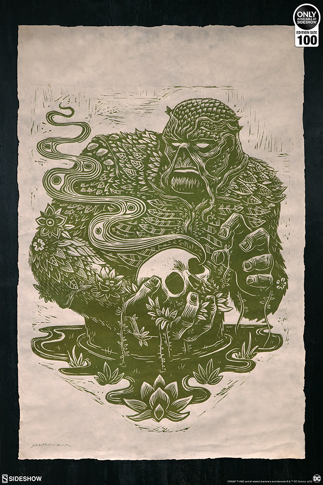 Swamp Thing Linocut on Lokta Paper