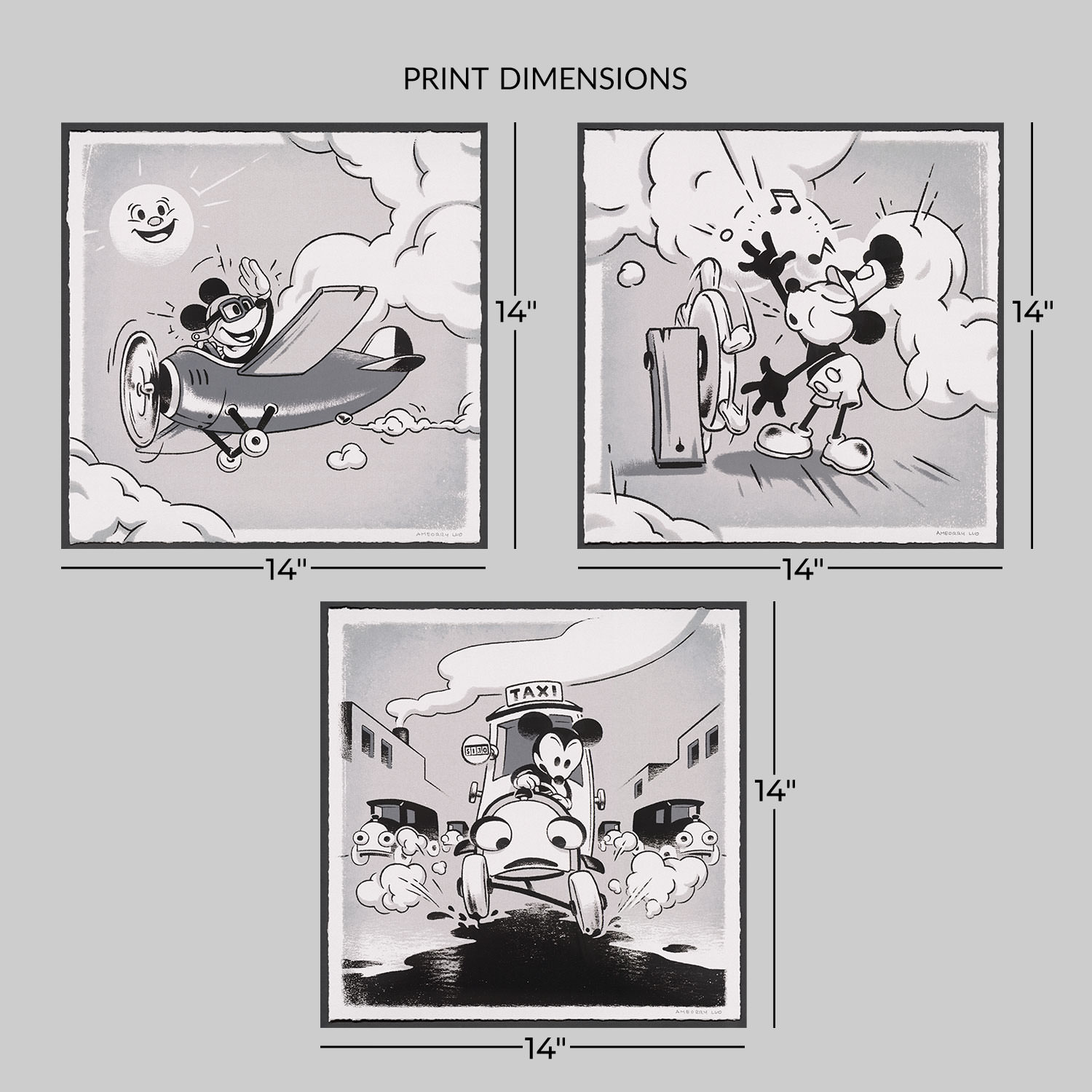 Vintage Mickey Travel (3 Print Set)