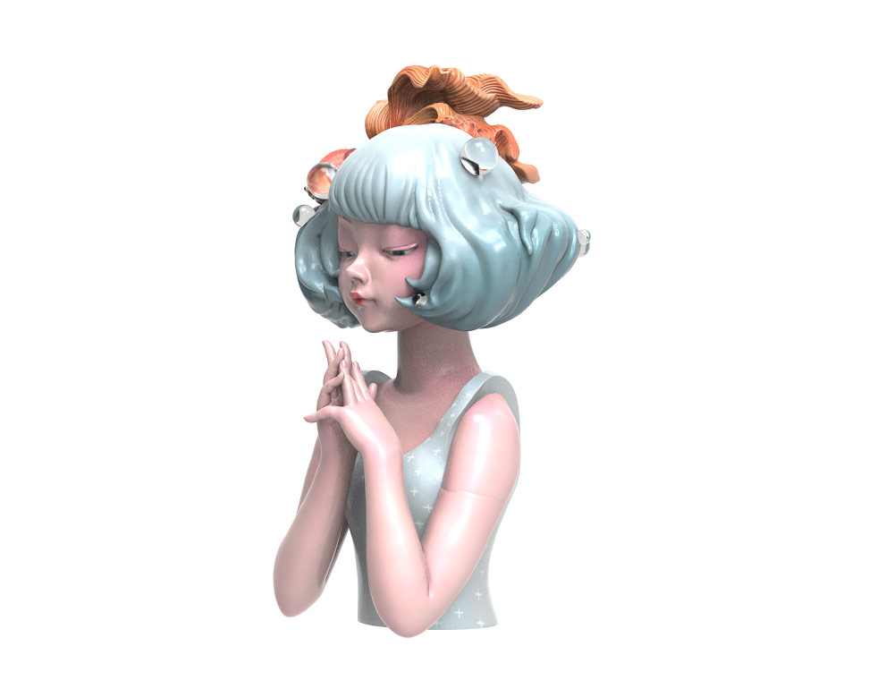 Squid Fish on Hair (Blue)