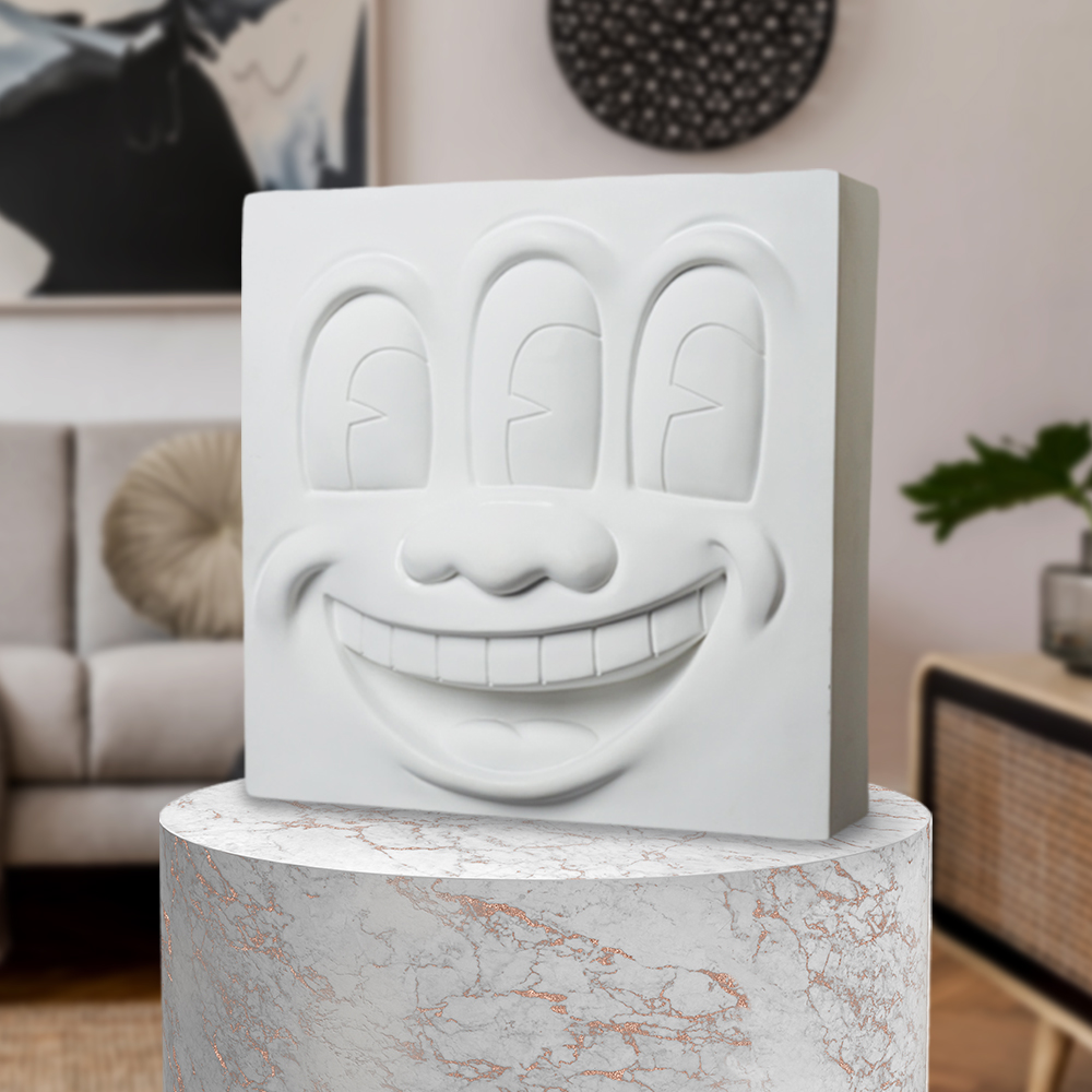 Keith Haring Three Eyed Smiling Face (White Version)