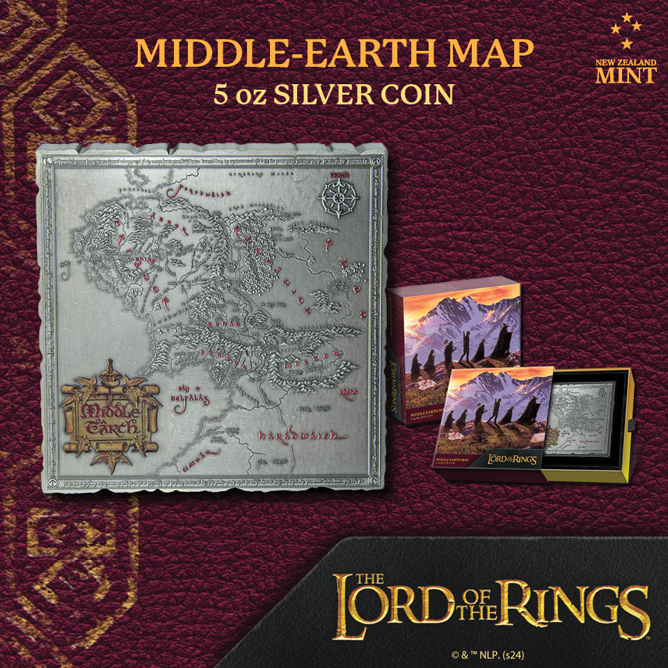 Middle Earth Map 5oz Silver Coin