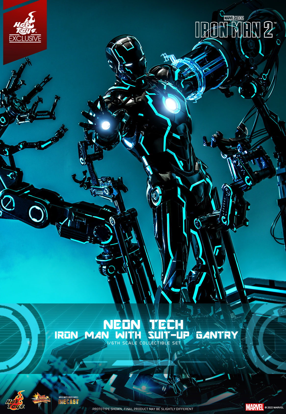 Neon Tech Iron Man with Suit-Up Gantry