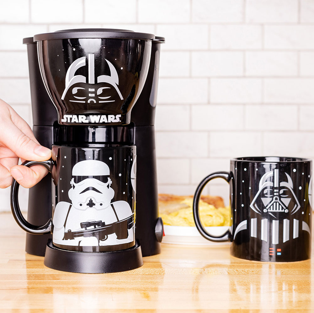 Darth Vader and Stormtrooper Single Cup Coffee Maker with Two Mugs