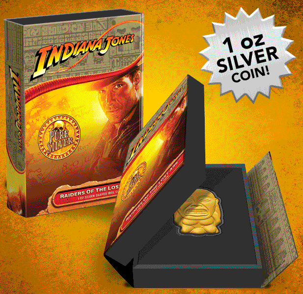 Raiders of the Lost Ark Golden Idol 1oz Silver Coin