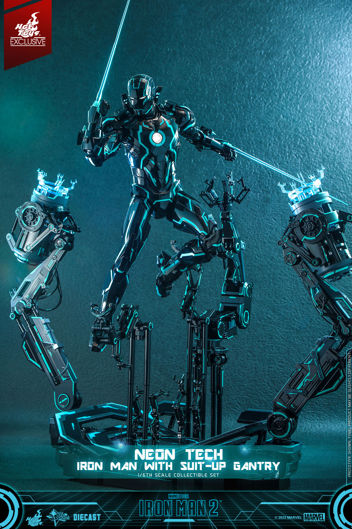 Neon Tech Iron Man with Suit-Up Gantry