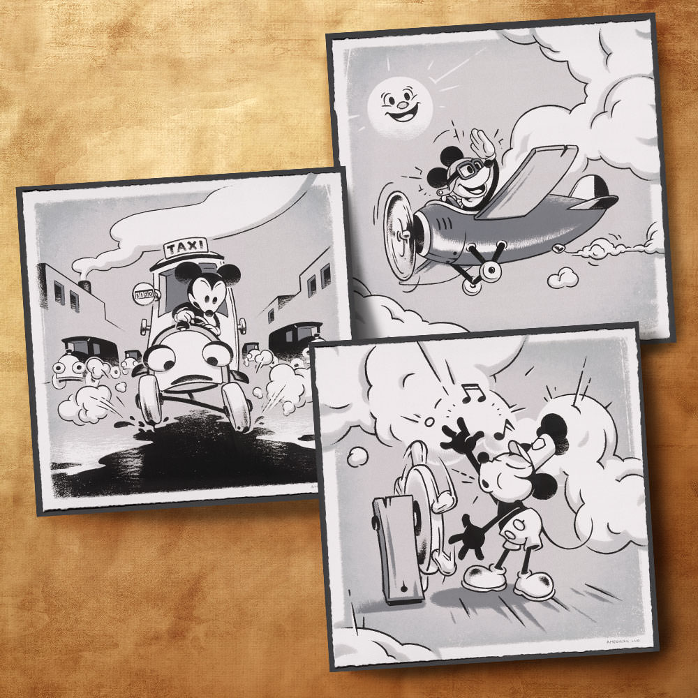 Vintage Mickey Travel (3 Print Set)