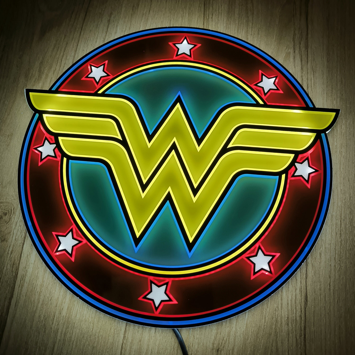 Vintage Wonder Woman LED Logo Light (Circular)