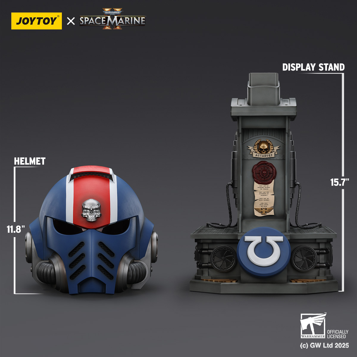 Ultramarines Lieutenant Titus MKX Helmet & Display Stand