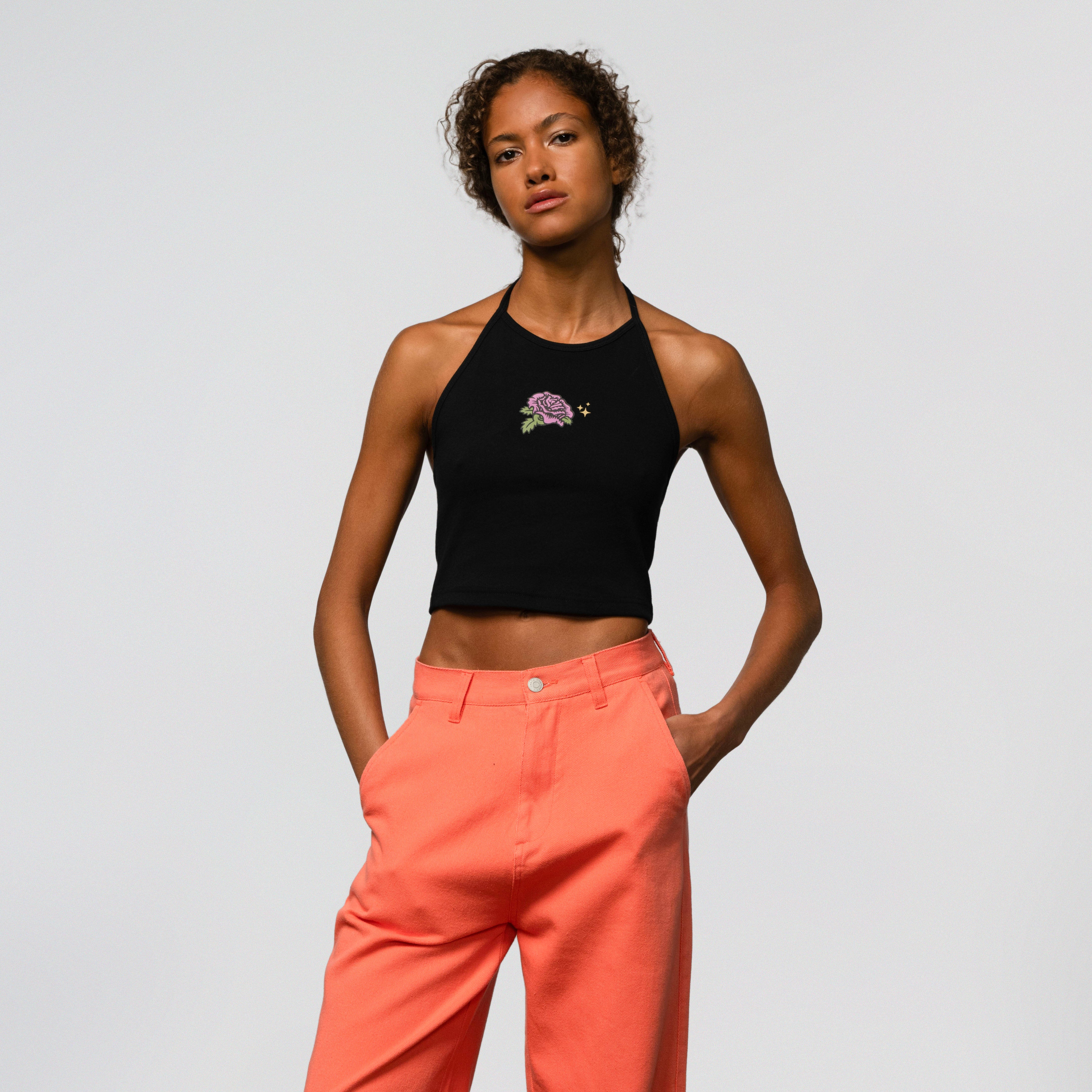 Rose Glimmer Halter Top