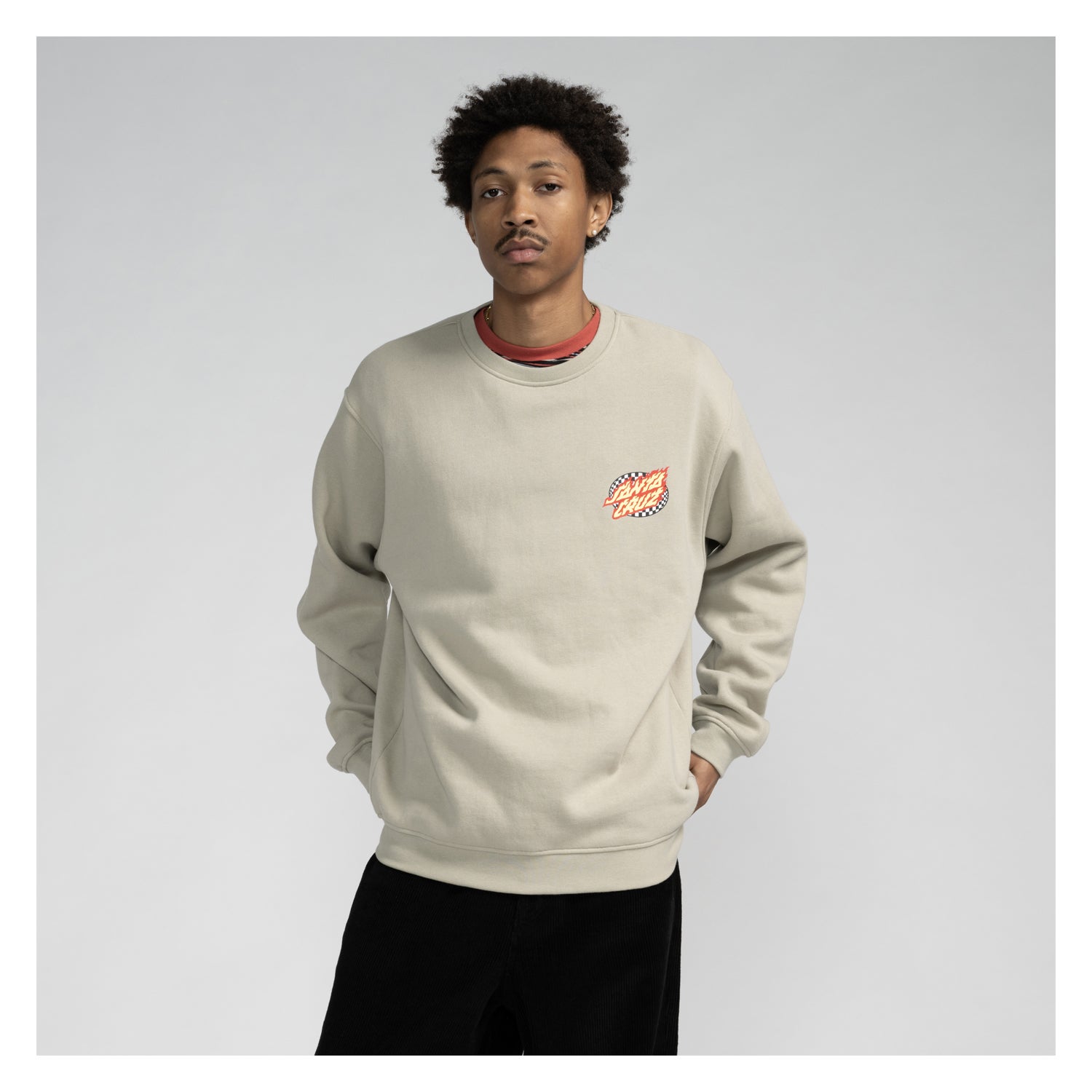 Oval Check Flame Crew