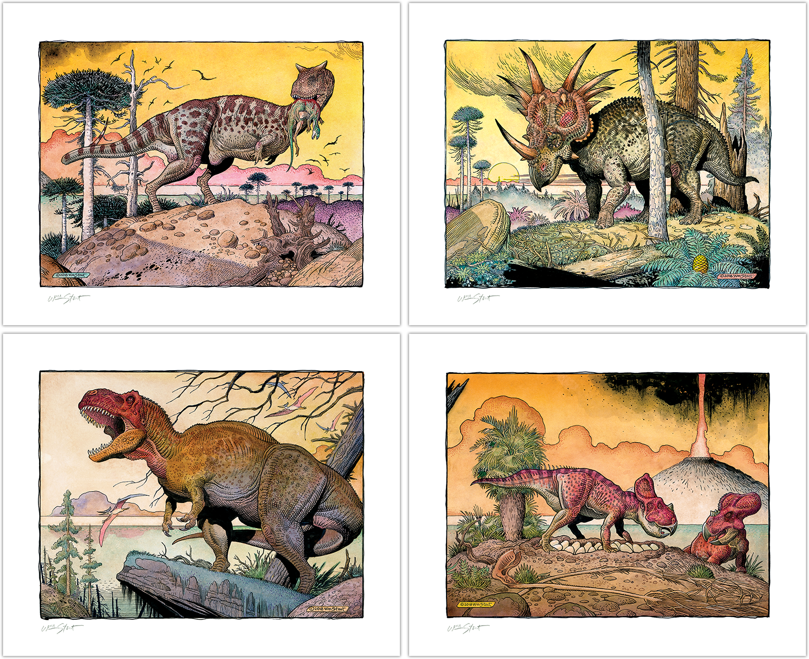 William Stout Dinosaur Series: The Cretaceous Era (Set of 4)