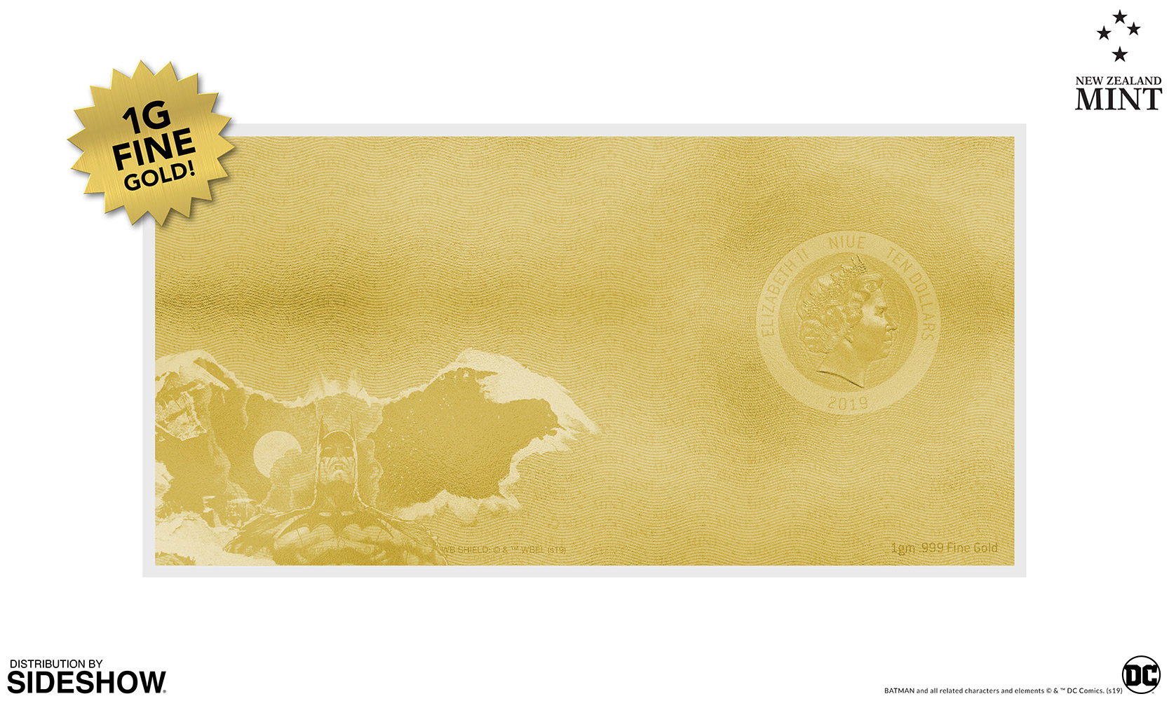 Batman 80th Anniversary 1g Gold Coin Note