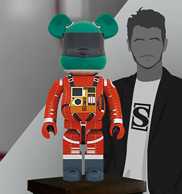 Be@rbrick Space Suit Green Helmet & Orange Suit Ver. 1000%