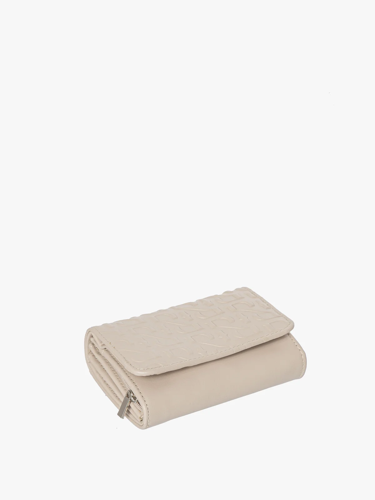 Wytłaczany beżowy portfel damski