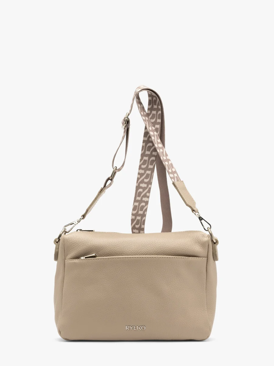 Beżowa torebka na pasku z tkaniny