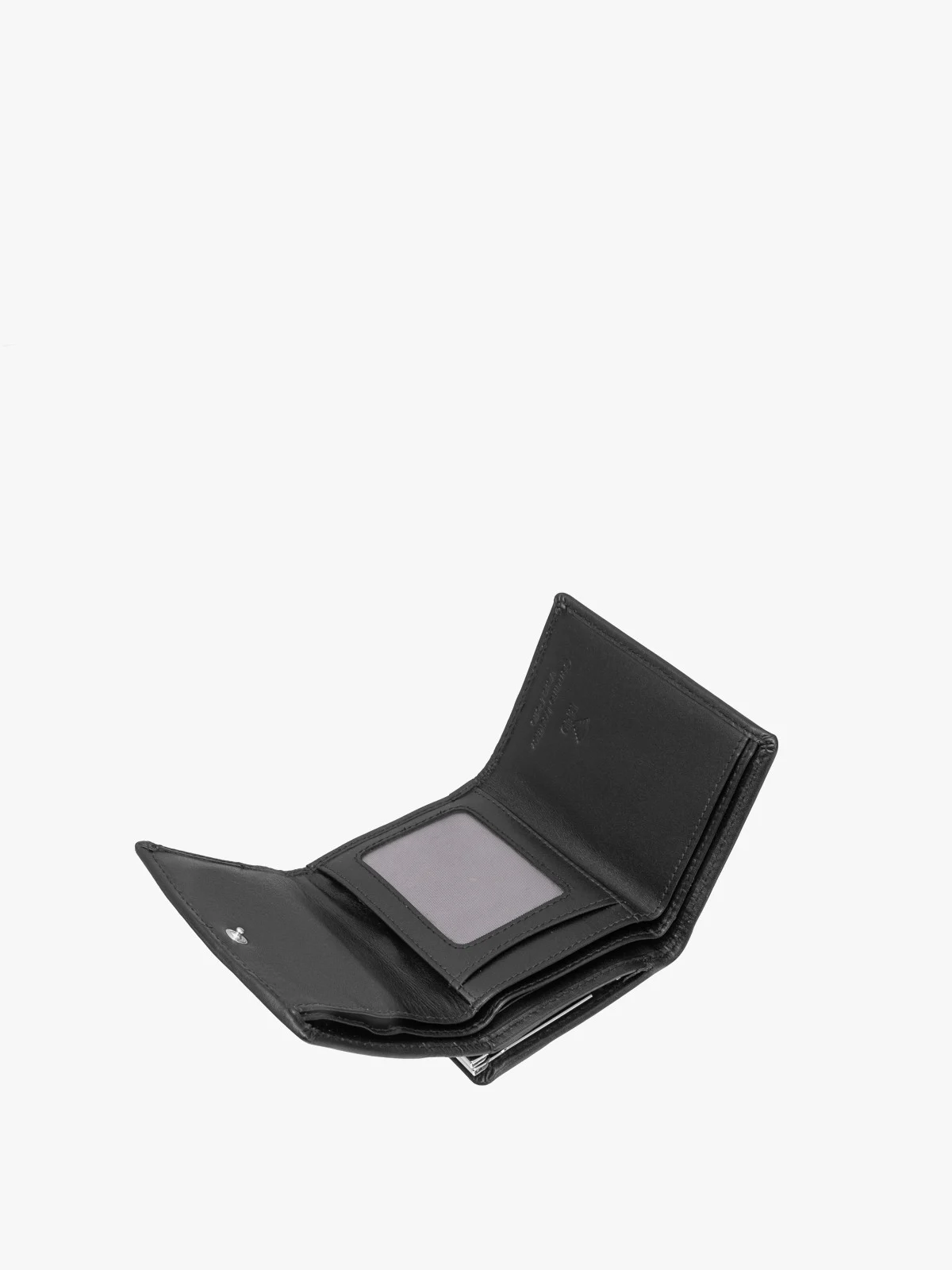 Czarny portfel damski z ozdobnym zapięciem