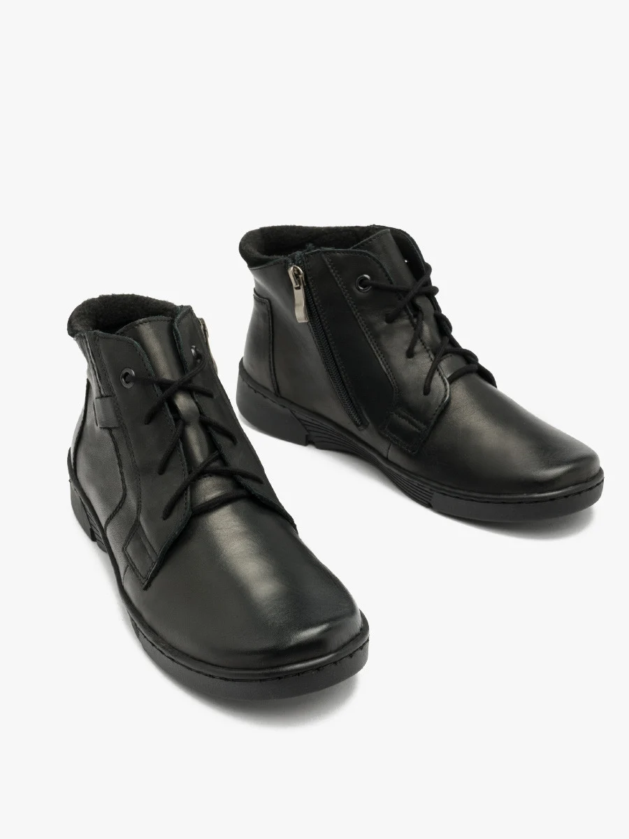 Czarne ocieplane trzewiki damskie