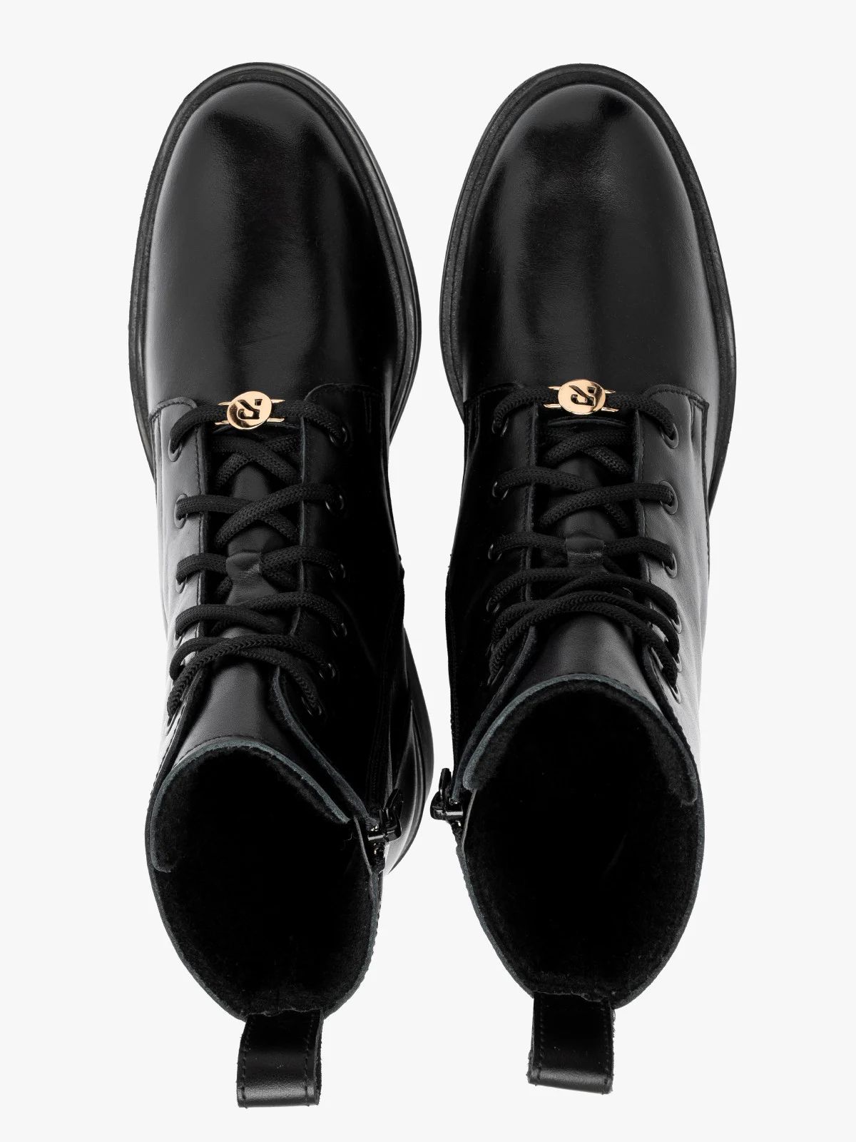 Czarne, sznurowane trzewiki damskie