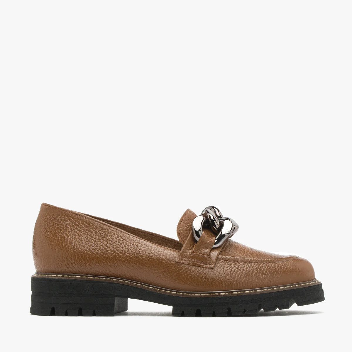 Brązowe mokasyny z łańcuchem