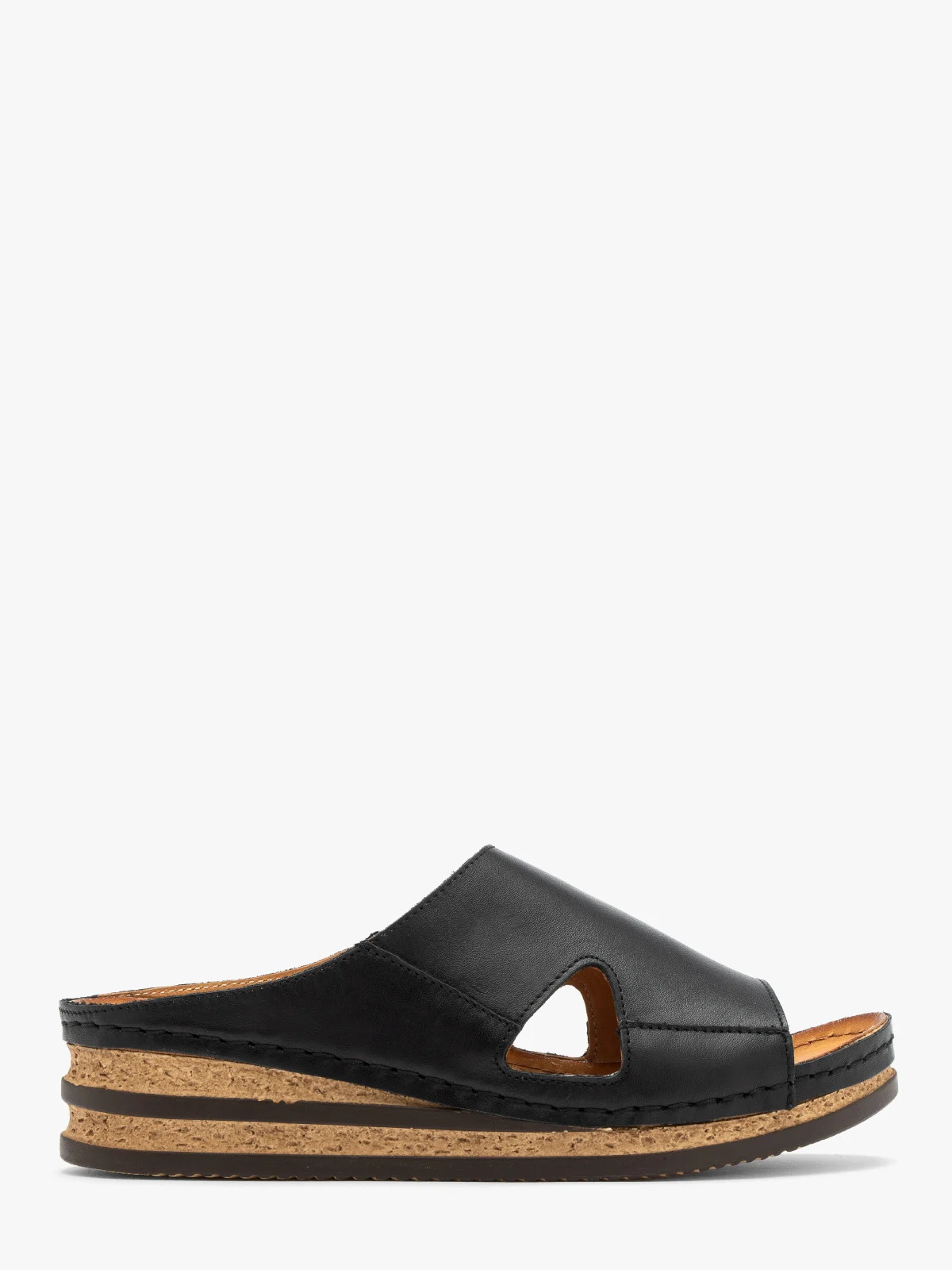 Czarne klapki na dwukolorowej, niskiej platformie