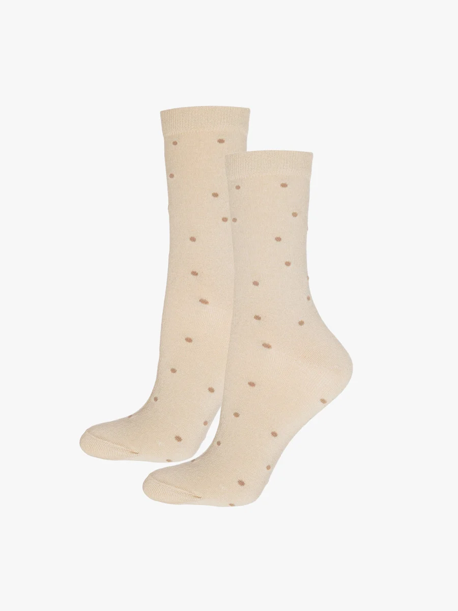 Beżowe skarpety damskie w kropki