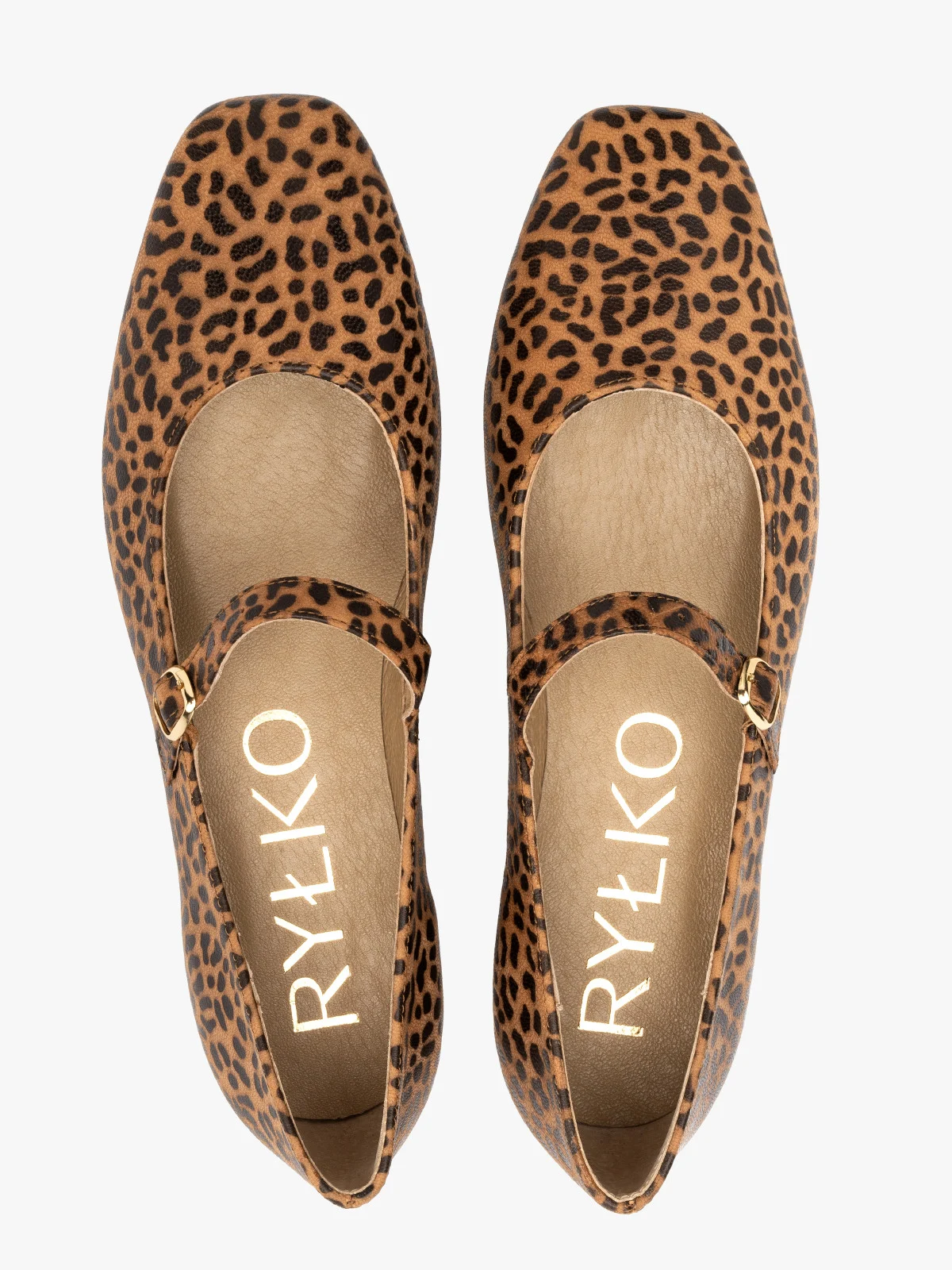 Baleriny w panterkę z paskiem w stylu Mary Jane