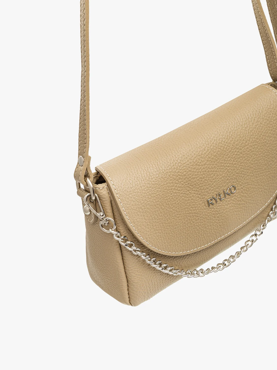 Ciemnobeżowa torebka z łańcuszkiem