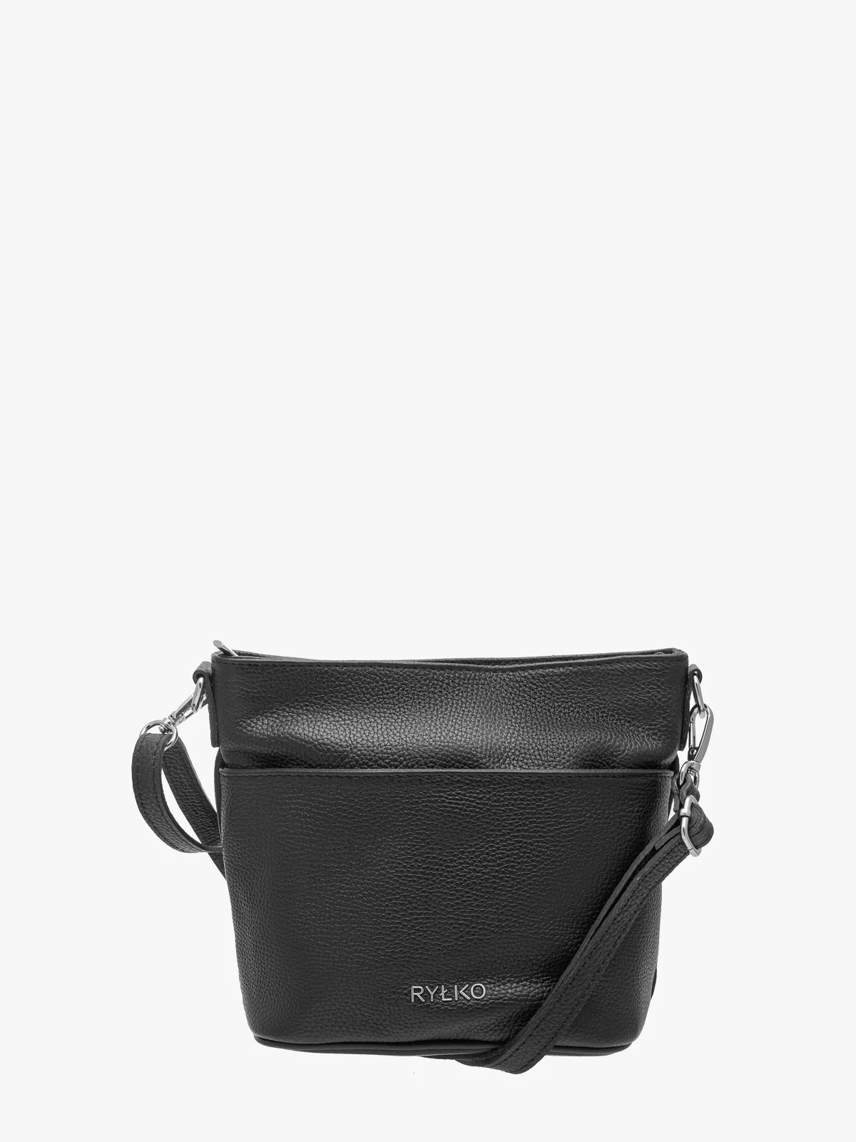 Czarna torebka typu listonoszka z regulowanym paskiem