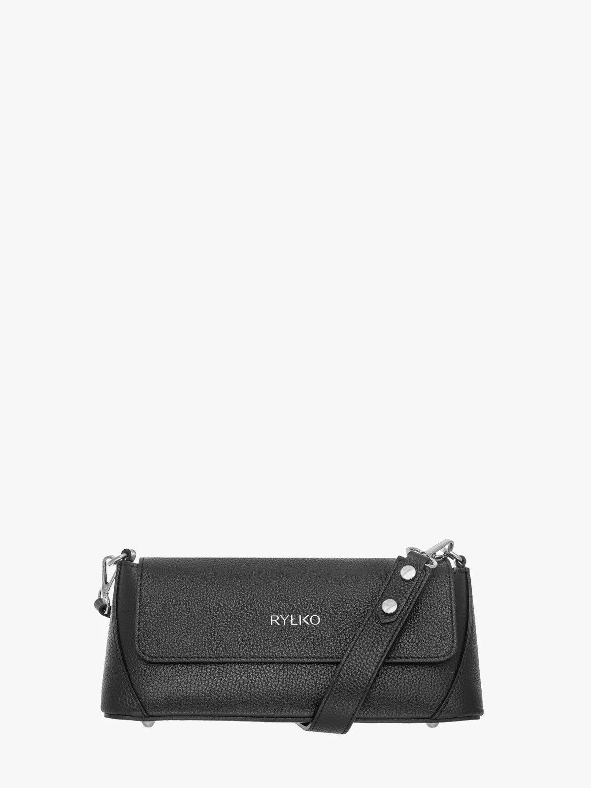 Elegancka, czarna torebka z dwoma paskami