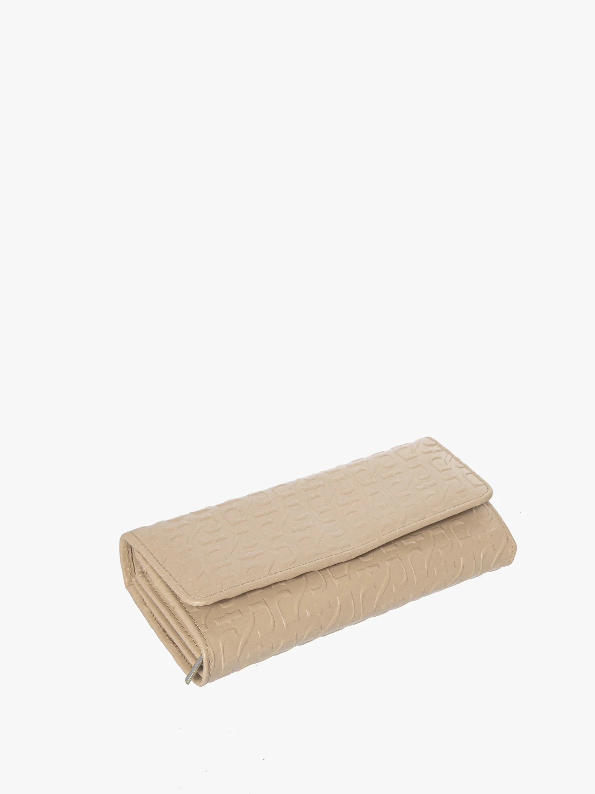 Wytłaczany beżowy portfel damski