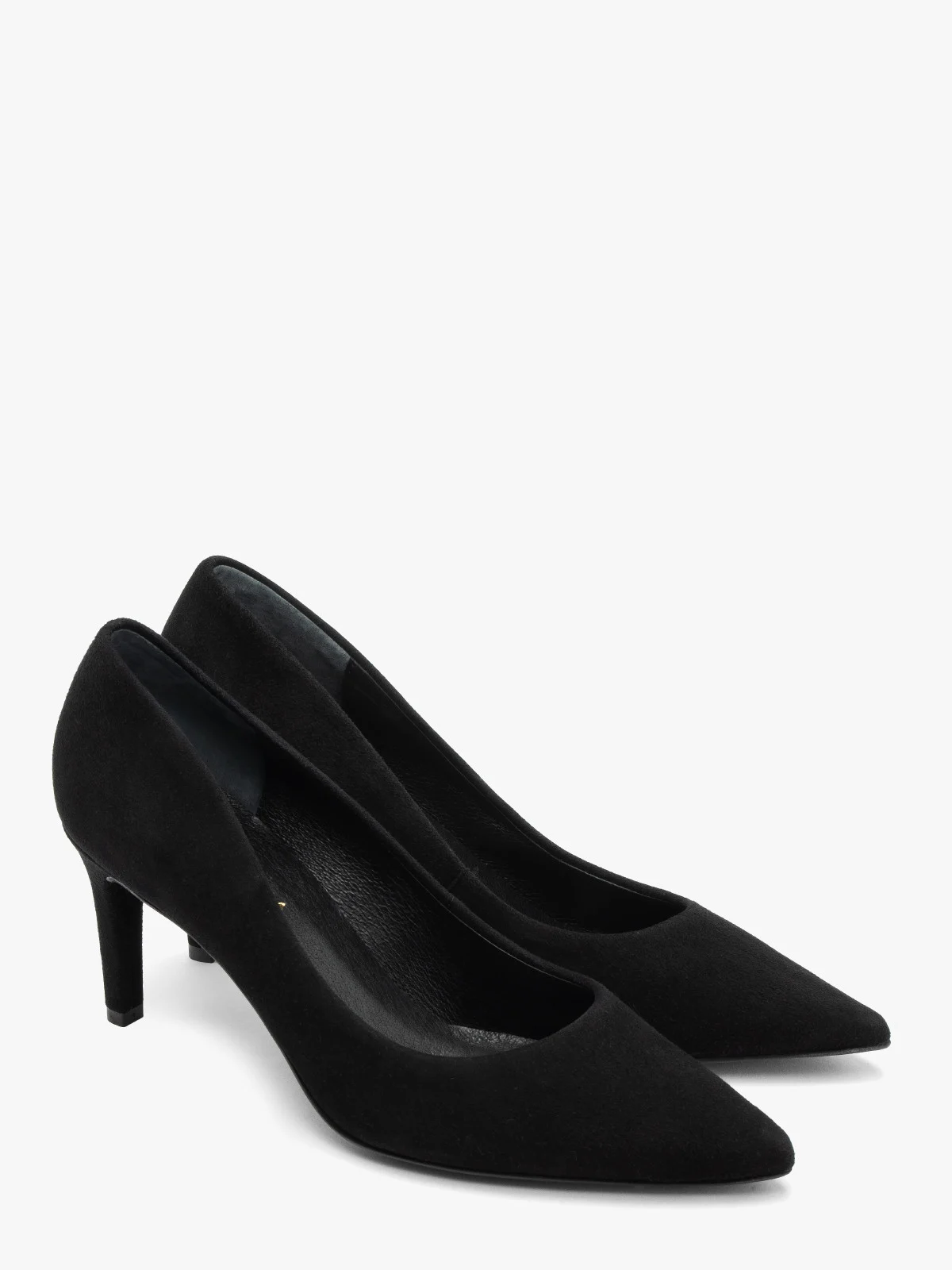 Czarne, welurowe czółenka na obcasie