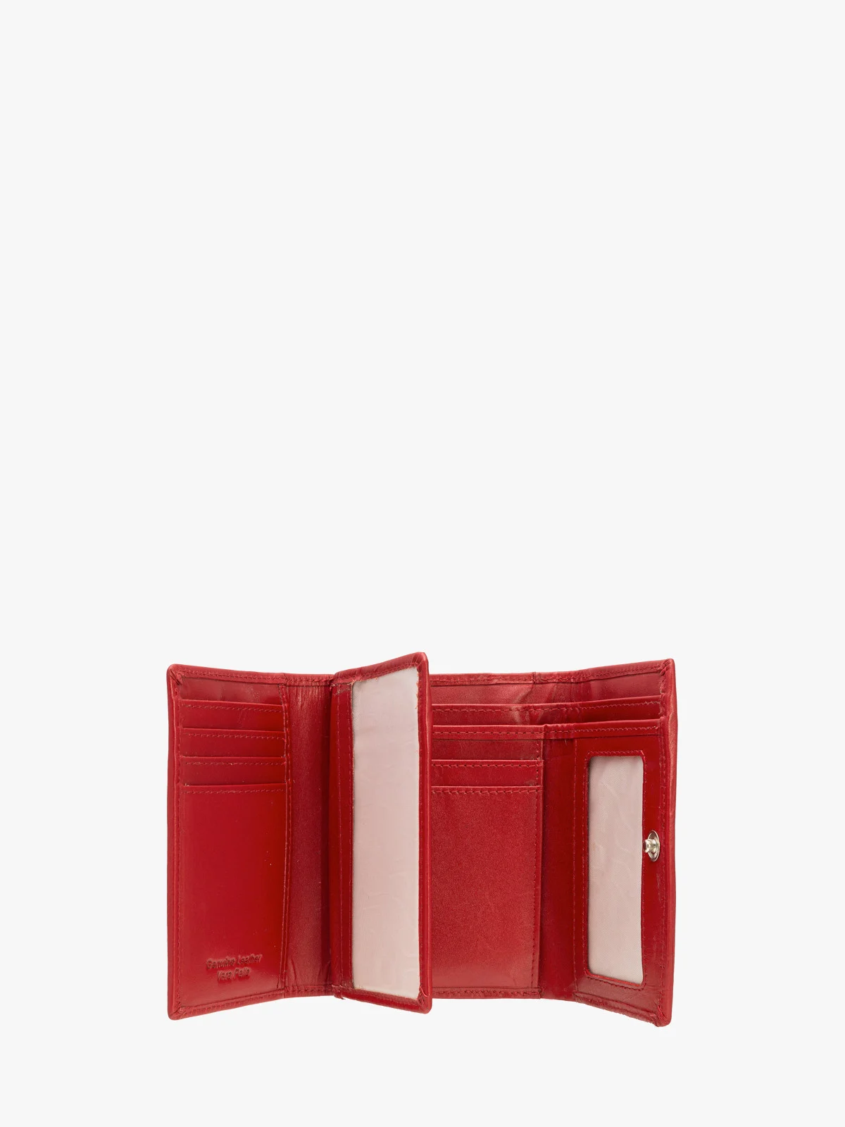 Czerwony portfel damski z dekoracyjnym zapięciem