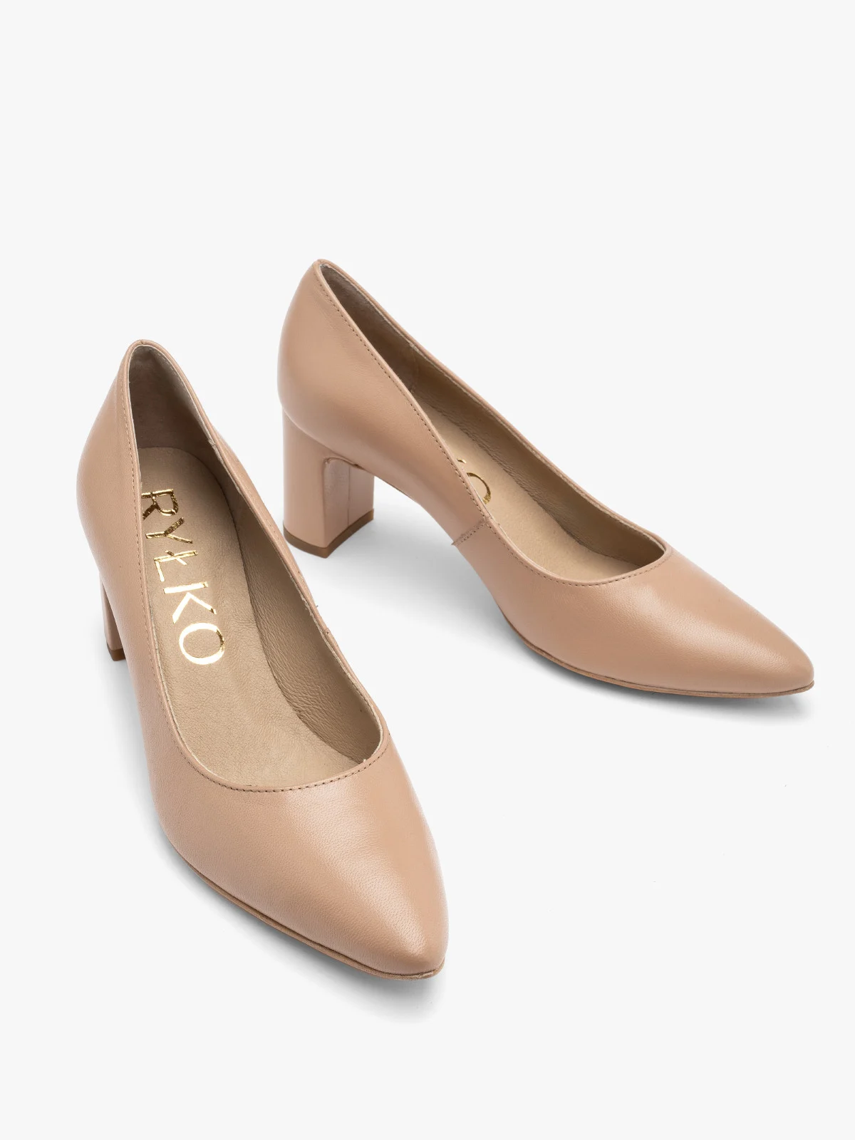 Beżowe czółenka damskie na słupku