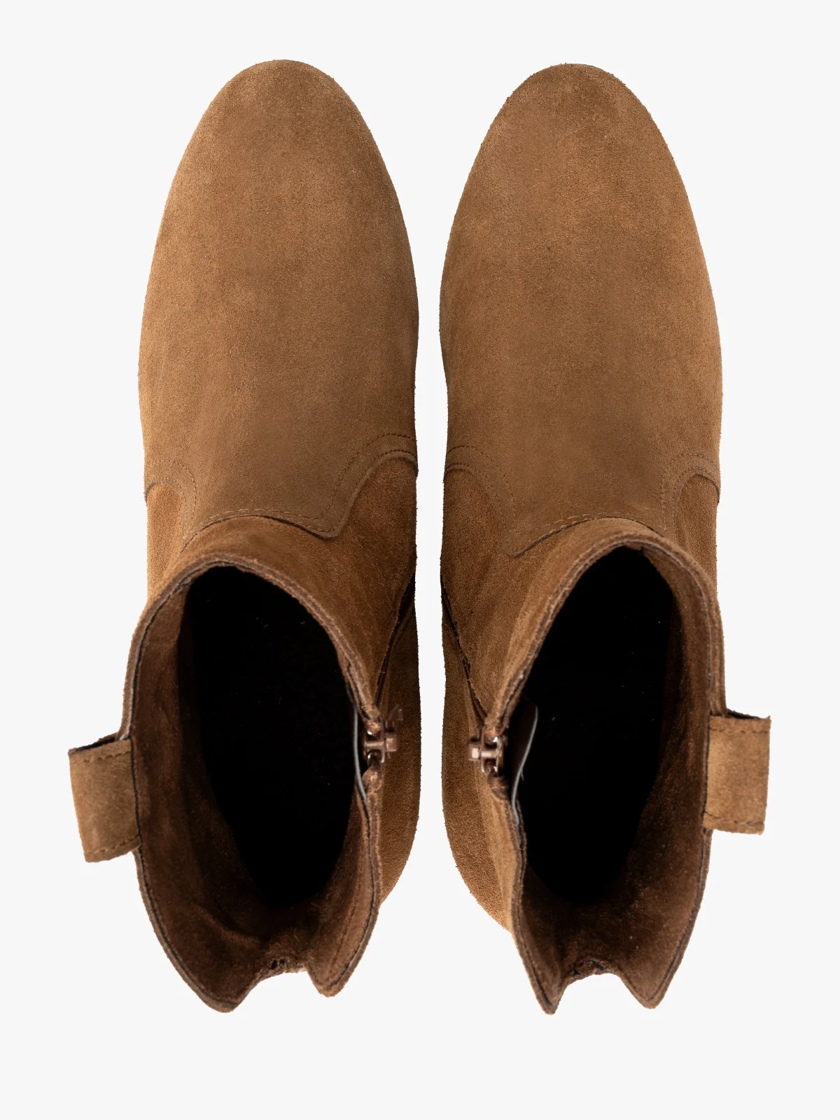 Rude botki z weluru na niskim obcasie