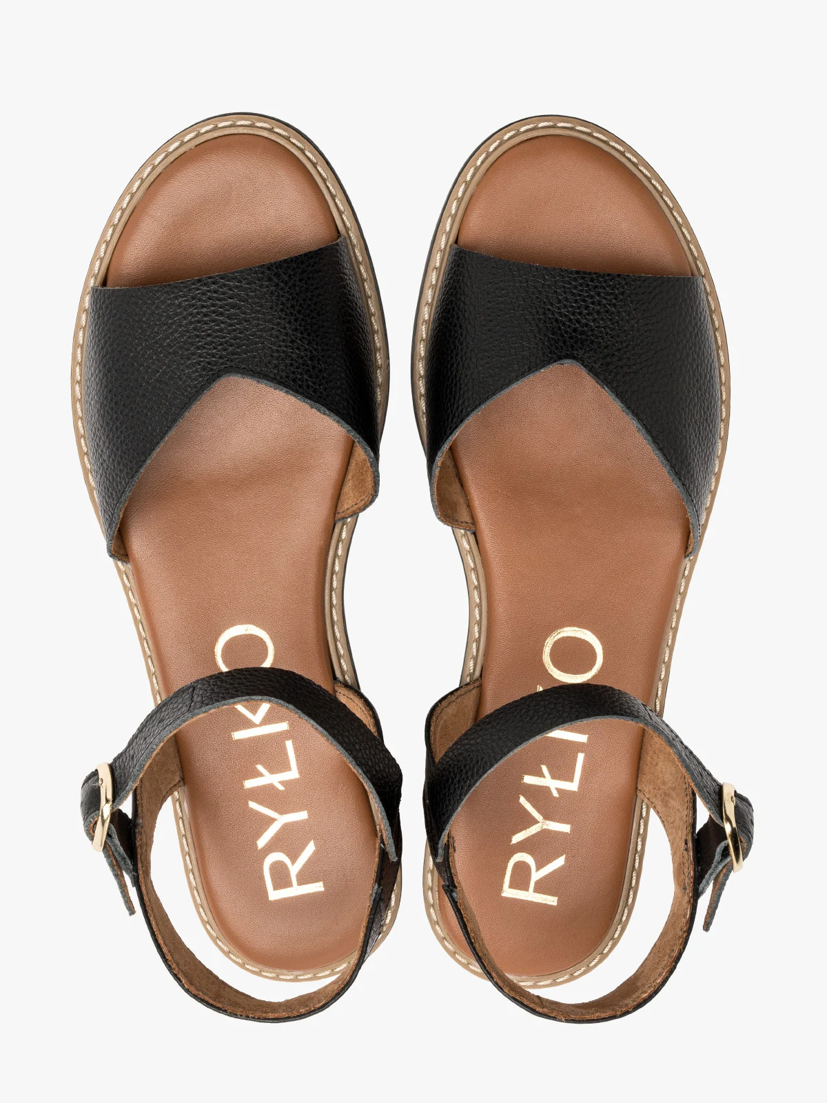 Czarne sandały z ozdobną cholewką