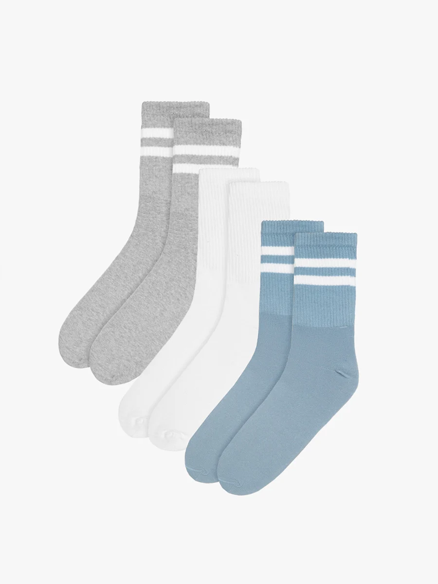 Szare skarpety bawełniane w białe paski