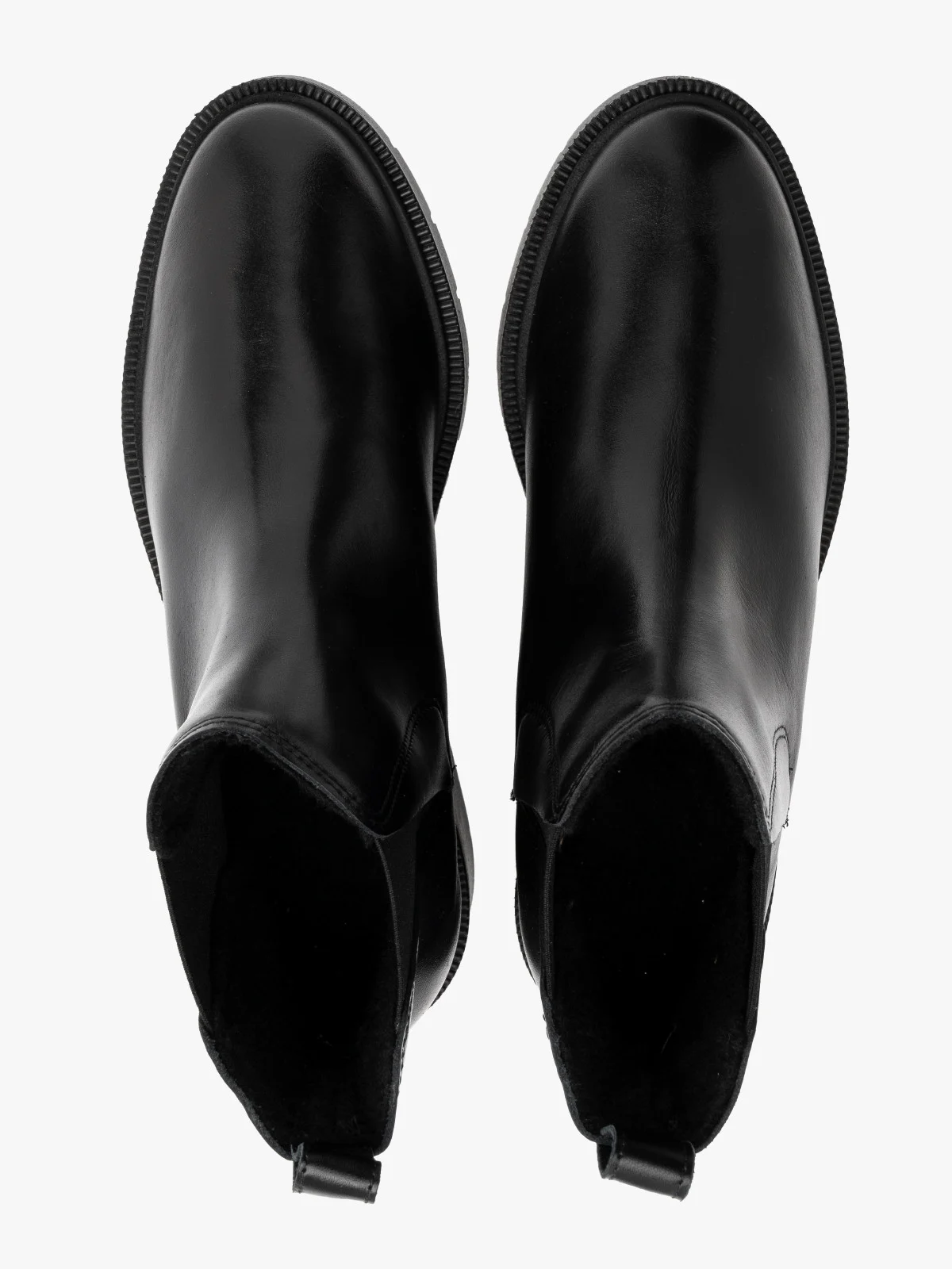 Czarne sztyblety damskie z dekoracyjnym cięciem przy gumie