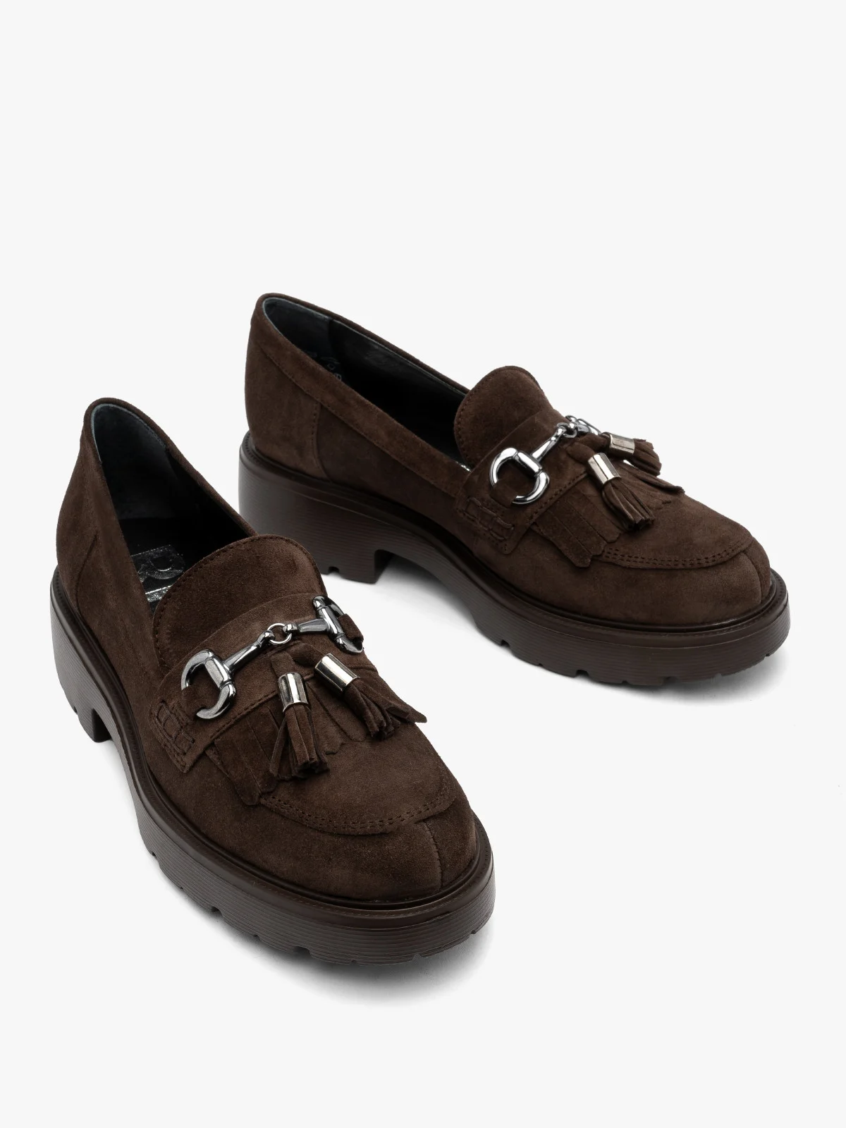 Brązowe mokasyny z frędzlami