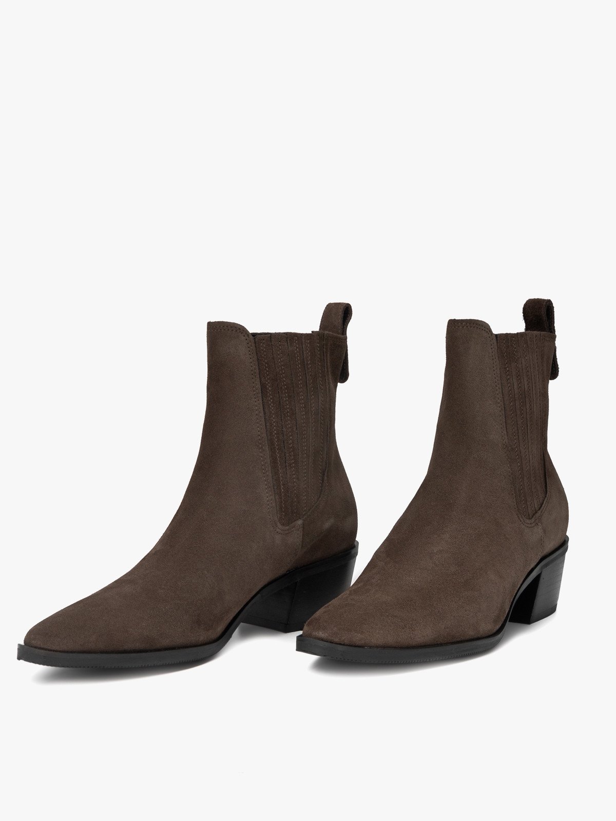 Brązowe sztyblety damskie na obcasie