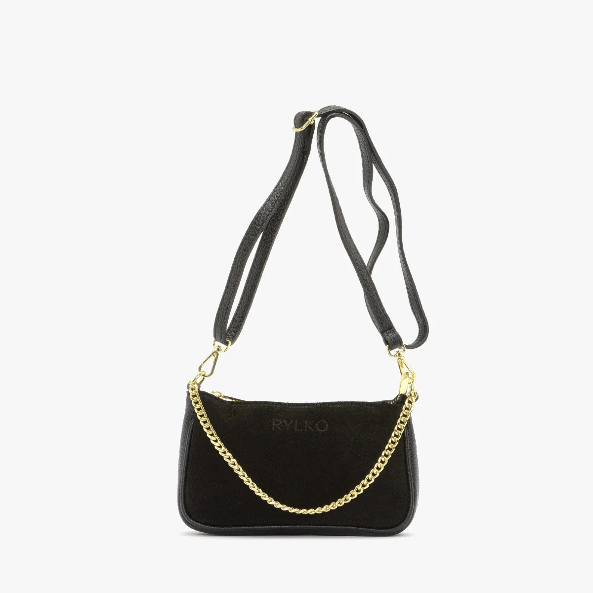 Czarna torebka ze złotym łańcuszkiem