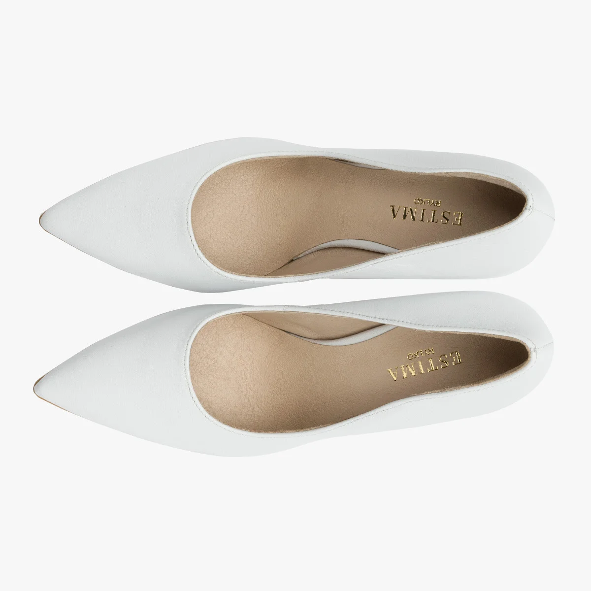 Białe czółenka na wysokim obcasie