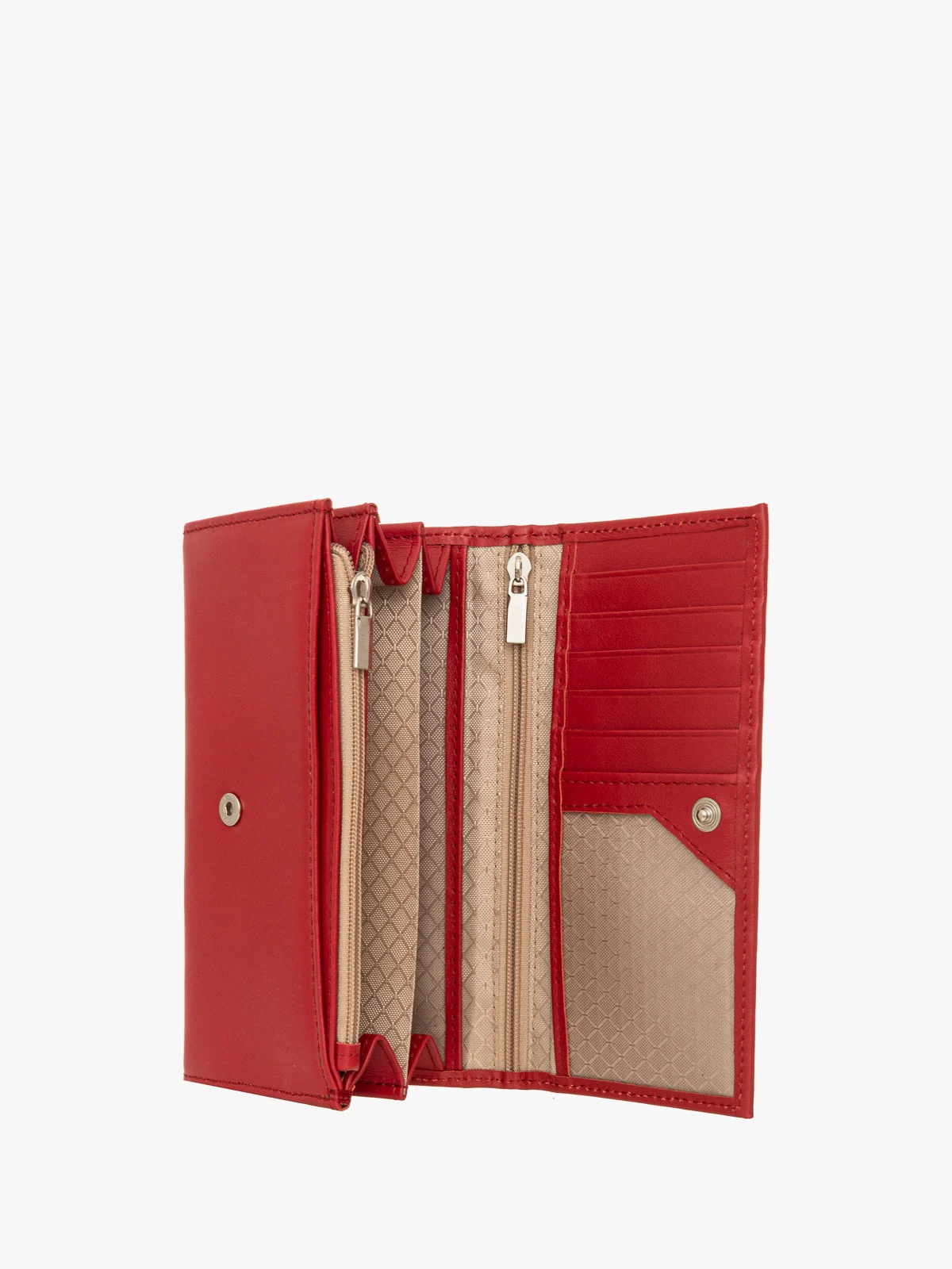 Skórzany czerwony portfel damski