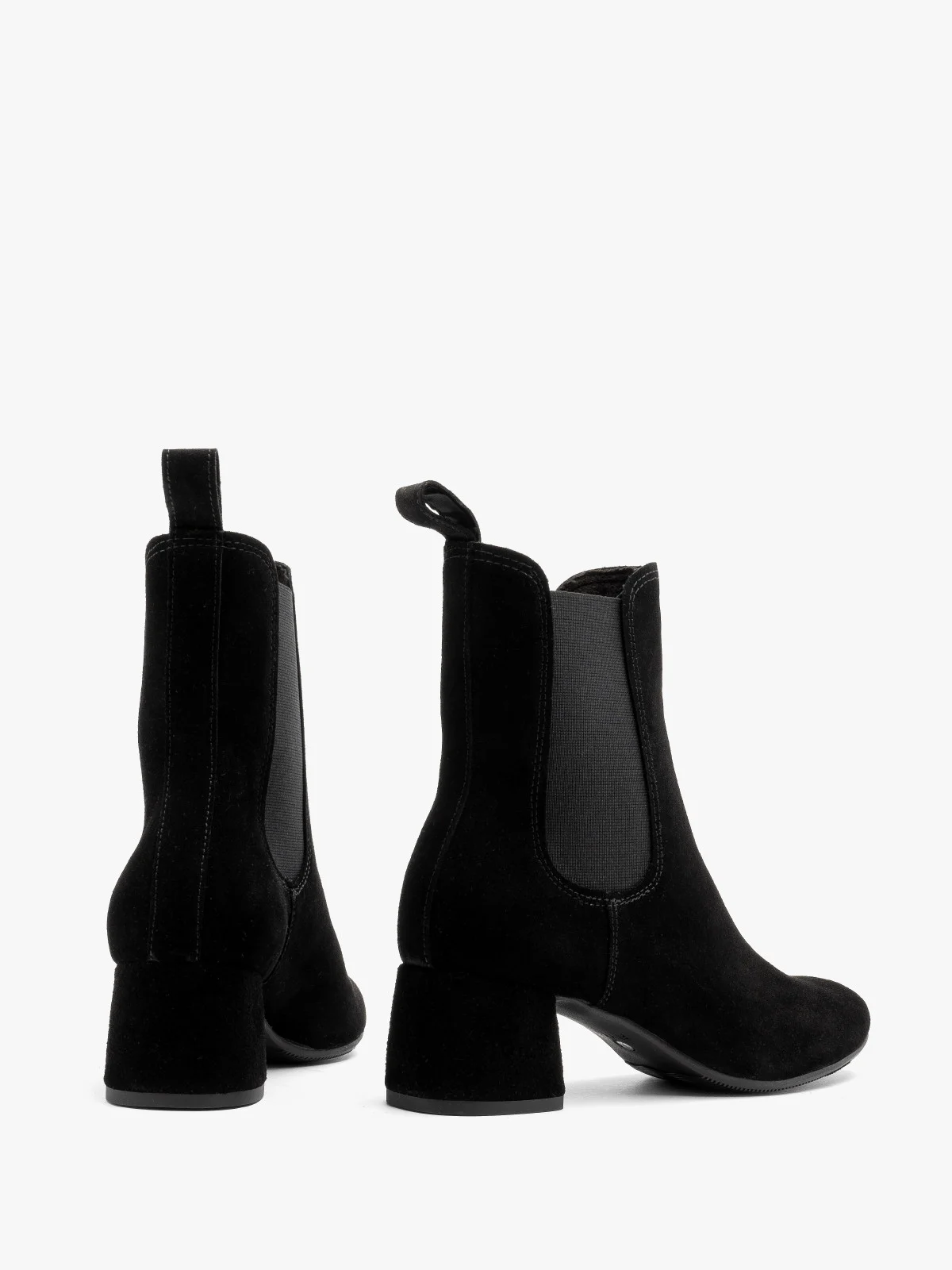 Welurowe sztyblety damskie na okrągłym obcasie