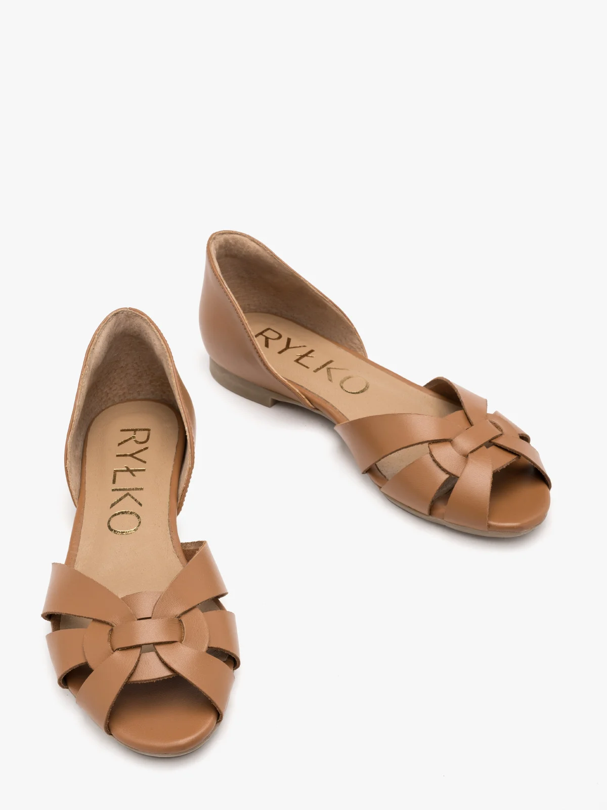 Brązowe baleriny z odkrytymi palcami