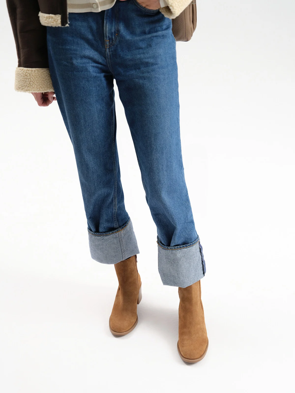 Rude, welurowe sztyblety damskie z zamkiem