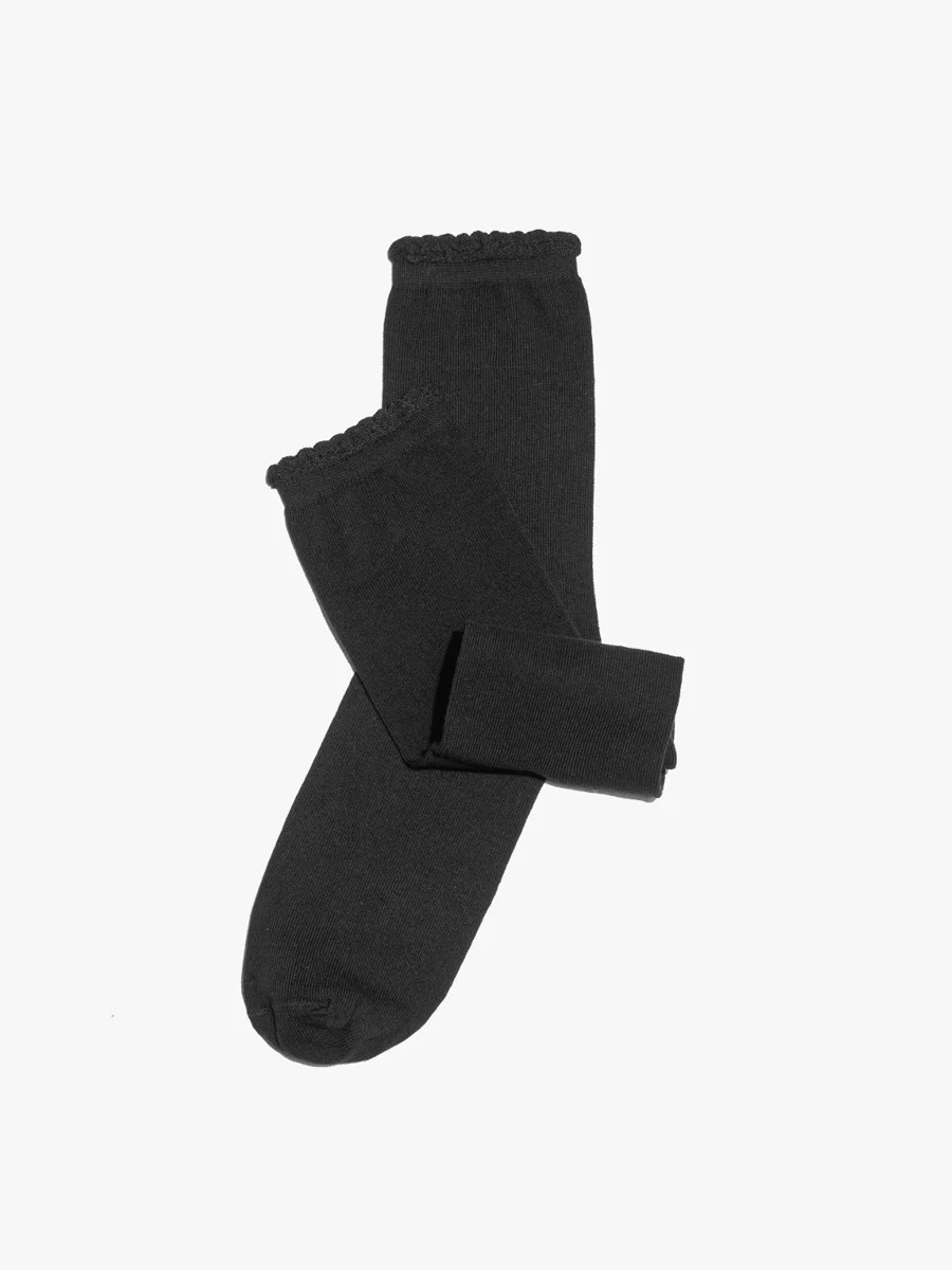 Czarne skarpety bawełniane z falbanką