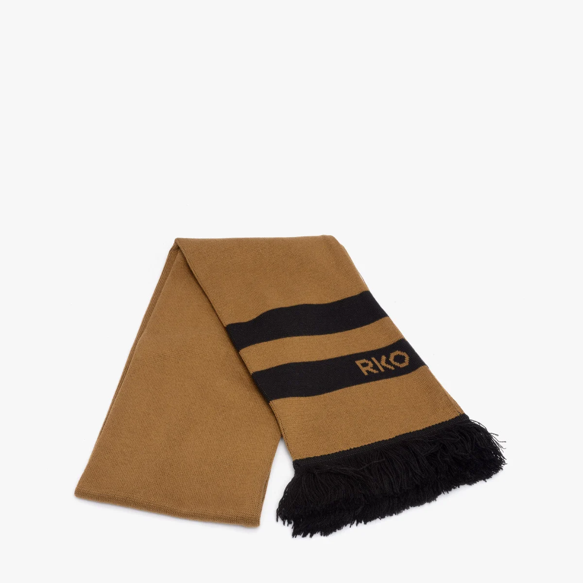 Karmelowy szalik bawełniany z frędzlami